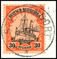 STEPHANSORT *** 11/4 14, Zentr., Klar Und Selten Auf Briefstück 30 Pfg Schiffszeichnung, Katalog: 12 BS - Duits-Nieuw-Guinea