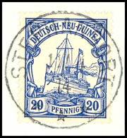 STEPHANSORT *** 11/4 14, Zentr., Klar Und Selten Auf Briefstück 20 Pfg Schiffszeichnung, Gepr. Dr. Lantelme BPP, Katalog - Duits-Nieuw-Guinea