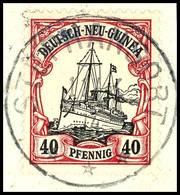 STEPHANSORT *** 11/4 14, Zentr., Klar Und Selten Auf Briefstück 40 Pfg Schiffszeichnung, Katalog: 13 BS - Duits-Nieuw-Guinea