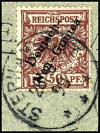 STEPHANSORT *** 28/8 99, Klar Auf Briefstück 50 Pfg Krone/Adler, Katalog: 6 BS - Duits-Nieuw-Guinea