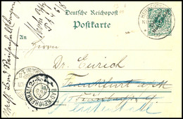 1900, Ganzsachenkarte 5 Pfg Krone/Adler Mit Aufdruck, Stempel HERBERTSHÖHE DNG 23 6 00 Nach Frankfurt/M Und Von Dort Wei - Other & Unclassified