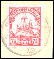 BAGAMOJO 22/6 15 (Arge Type 3), Kriegsdatum, Klar Und Zentrisch Auf Briefstück 7½ Heller Kaiseryacht, Katalog: 32 BS - Duits-Oost-Afrika