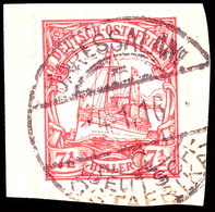 DARESSALAM C 4.1.16, Arge Type 7, Kriegsdatum, Klar Und Zentrisch Auf Briefstück 7½ Heller Kaiseryacht, Katalog: 32 BS - Duits-Oost-Afrika