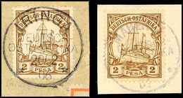 IRINGA 20/2 06 Und MAHENGE ?/? 01, Je Zentrisch Auf Briefstück 2 Pesa Kaiseryacht, Katalog: 11(2) BS - German East Africa