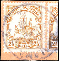 MKALAMA ? 12 14, Kriegsdatum Zentrisch Auf Briefstück 2½ Heller Kaiseryacht, Katalog: 30 BS - África Oriental Alemana