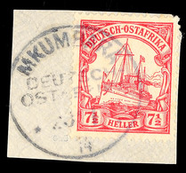 MKUMBARA 20.1 14, Klar Auf Briefstück 7½ Heller Schiffszeichnung, Katalog: 32 BS - Duits-Oost-Afrika