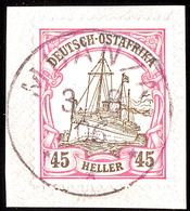 MUANZA 3 8 06 Ideal Klar Und Zentrisch Auf Briefstück 45 Heller Schiffszeichnung Ohne Wz., Katalog: 28 BS - Duits-Oost-Afrika