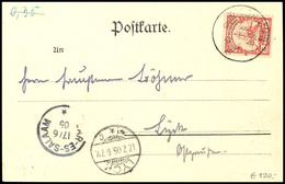 WIEDHAFEN Auf 5 Pesa Dunkelkarminrot Auf Postkarte, Entwertung, Durchgangsstempel "DAR-ES-SALAAM" Und Ankunftsstempel "L - German East Africa