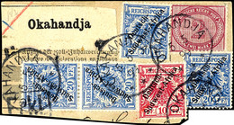 2 Mark Dunkelrotkarmin In Mischfrankatur Mit Aufdruckausgabe 10 Pfg. Und Viermal 20 Pfg. Je Mit Stempel OKHANDJA 5.5.99  - German South West Africa