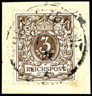 3 Pfennig Mittelbraun, Tadelloses Briefstück Mit Zentralem Stempel "LÜDERITZBUCHT", Gepr. Steuer BPP, Michel/Steuer 560, - German South West Africa