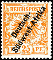 25 Pfg. Ungebraucht, Fotobefund Jäschke-L. BPP, Mi. 280.-, Katalog: Ia * - German South West Africa