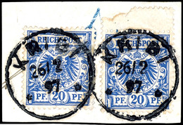 20 Pfennig Blau, Tadelloses Briefstück Mit 2 Werten, Je Zentral Gestempelt "KRIBI", Geprüft Eibenstein BPP, Michel/Steue - Cameroun