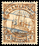 DUALA KAMERUN A 13.3.11, Klarer Und Fast Kompletter Abschlag Auf Loser Marke 3 Pfg. Kaiseryacht Ohne Wasserzeichen, Prac - Kameroen