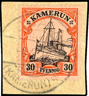 DUALA A Auf 30 Pfennig Kaiseryacht, Tadelloses Briefstück Mit Gutem Stempel, Geprüft Eibenstein BPP, Katalog: 12 BS - Cameroun