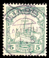 NJASSI 1 8 13, Zentrisch Klar Auf 5 Pf. Kaiseryacht, Katalog: 21 O - Kamerun