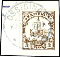 OSSIDINGE Auf 3 Pfennig Auf Tadellosem Briefstück Mit Zentralem Stempel, Geprüft Eibenstein BPP, Katalog: 7 BS - Kamerun
