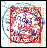 S.S. SOBO / 110.056 / LONDON / 28.12., L4 In Violett Als Anlandestempel Zentrisch Auf Briefstück Mit Kamerun 10 Pfg Kais - Kamerun