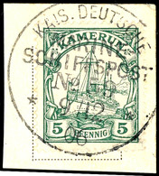 KAIS.DEUTSCHE MARINE-SCHIFFSPOST No 59 Auf 5 Pfennig Auf Tadellosem Briefstück Mit Zentralem Stempel, Kleiner Kreuzer "S - Kamerun