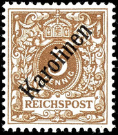 3 Pfennig Krone/Adler Mit Diagonalem Aufdruck "Karolinen", Tadellos Ungebraucht, Geprüft Engel, Michel 750,-, Katalog: 1 - Carolinen