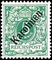 5 Pfennig Krone/Adler Mit Diagonalem Aufdruck "Karolinen", Ungebraucht, Michel 750,-, Katalog: 2I * - Karolinen