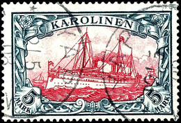 5 Mark Kaiseryacht, Tadellose Marke Mit 2 Teilstempeln "YAP", Geprüft Bothe, Michel 600,-, Katalog: 19 O - Islas Carolinas