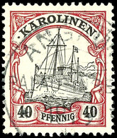 ANGAUR Auf 40 Pfennig Rot/schwarz, Tadelloses Stück, Katalog: 13 O - Karolinen