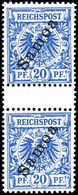 Zwischenstegpaar 20 Pfennig Blau, Tadellos Postfrisch, Michel 260,-, Katalog: 4ZS ** - Samoa