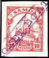 PACKET BOAT, Blauer Ra Auf Briefstück Mit Samoa 10 Pfg Kaiseryacht, Sehr Selten, Tadelloses Kabinettstück, Gepr. Dr. Ste - Samoa