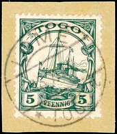 LOME A 18.7.14, Seltener Stempel Mit Kennbuchstaben "a", Klar Und Zentrisch Auf Briefstück 5 Pf. Kaiseryacht, Katalog: 2 - Togo