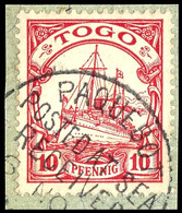 PAQUEBOAT / POSTED AT SEA  RECEIVED 6 NO ... Auf Briefstück Mit Togo 10 Pfg Kaiseryacht, Tadellos, Seltener Stempel, Gep - Togo