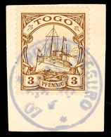 PORTO SEGURO 2? 4 07, Klar Auf Briefstück 3 Pf. Schiffszeichnung, Katalog: 7 BS - Togo
