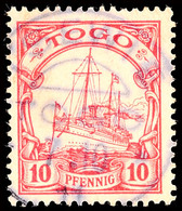 TSEWIE 7 10 11, Zentrisch Auf 10 Pf. Kaiseryacht Ohne Wz., Katalog: 9 O - Togo