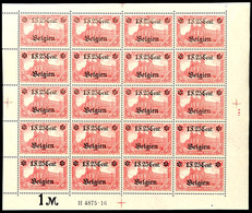 1 F.25 Cent Auf 1 Mark, Wertangabe In Der Sternlinie, Kompletter Postfrischer Bogen Mit HAN "H 4875.16" Und Formnummer " - Other & Unclassified
