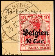 "BLEYBERG 8MONTZEN8 26:6:18", Klar Und Zentr. Auf Paketkartenausschnitt 10 C., Katalog: 14 BS - 1. WK