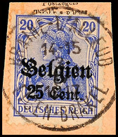 "BRAINE-L'ALLEND 3 IV 17 EIGEN-BRAKEL", Klar Und Zentr. Auf Paketkartenausschnitt, 25 C., Katalog: 18 BS - WWI