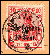 "ENSIVAL", Klar Und Zentr. Auf Paketkartenausschnitt 10 C., Katalog: 14 BS - WWI