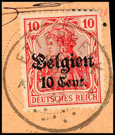 "ETTERBEEK 29 III 17", Klar Auf Postanweisungsausschnitt 10 C., Katalog: 14 BS - WWI