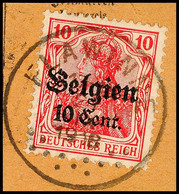 "FLAWINNE 21 IX 1918", Klar Und Zentr. Auf Paketkartenausschnitt 10 C., Katalog: 14 BS - 1. WK