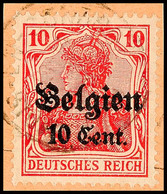 "HAMOIS-EN-CONDROZ", Zentr. Auf Paketkartenausschnitt 10 C., Katalog: 14 BS - WWI