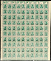 5 Cent Auf 5 Pfg Germania, Dunkelbläulichgrün, Walzendruck, Kpl. Originalbogen Zu 100 Werten, Postfrisch, Mi. 1.185.-+,  - Other & Unclassified