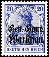 20 Pfennig Germania Mit Schwarzem Bdr.-Aufdruck, Dunkelviolettblau, Tadellos Postfrisch, Fotobefund Wasels BPP (2016): " - Other & Unclassified