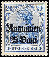 25 Bani Auf 20 Pfg Germania, C-Farbe, Tadellos Postfrisch, Gepr. Hey BPP, Mi. 65.-, Katalog: 11c ** - Romania