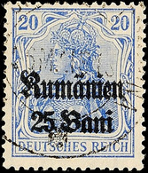 25 B. A. 20 Pfg Dunkelultramarin, Sauber Gestempelt, Kleine Zahnverkürzungen, Gepr. Hey BPP, Mi. 150.-, Katalog: 11c O - Rumänien