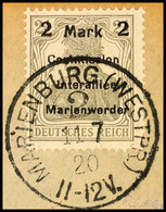 2 Mark Auf 2 1/2 Pfg Germania, Aufdruck In Type AIbBI, Tadellos Gestempelt Auf Briefstück, Gepr. Klein BPP, Mi. 140.-, K - Other & Unclassified