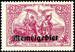 2,50 Mark Deutsches Reich Mit  Aufdruck "Memelgebiet", Dunkelkarminlila, Tadellos Postfrisch, Geprüft Richter Und Gepr.  - Memel (Klaïpeda) 1923