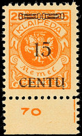 15 C Auf 25 Mark In Type BI Tadellos Postfrisch, Mi. 100.-, Katalog: 170BI ** - Memel (Klaïpeda) 1923