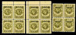 3 C. Auf 300 Mark In Den Typen I Bis III, Jeweils Im Postfrischen Kabinett-Viererblock, Gepr. Dr. Petersen BPP, Mi. Ca.  - Memelland 1923