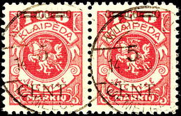 5 C Auf 100 M, Waag. Typenpaar Tadellos Gestempelt, Gepr. Klein BPP, Mi. 1.560.- (alter Ausruf 350), Katalog: 180W4 O - Memelland 1923