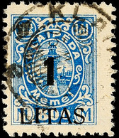 1 L Auf 800 M Blau In Type IIa  "höherstehendes I " Tadellos Gestempelt, Mi. 180,-, Katalog: 202IIIa O - Memelland 1923