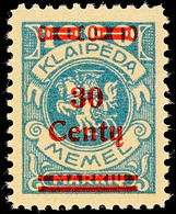 30 C Auf 1000 M Tadellos Ungebraucht, Mi. 80,-, Katalog: 229 * - Klaipeda 1923